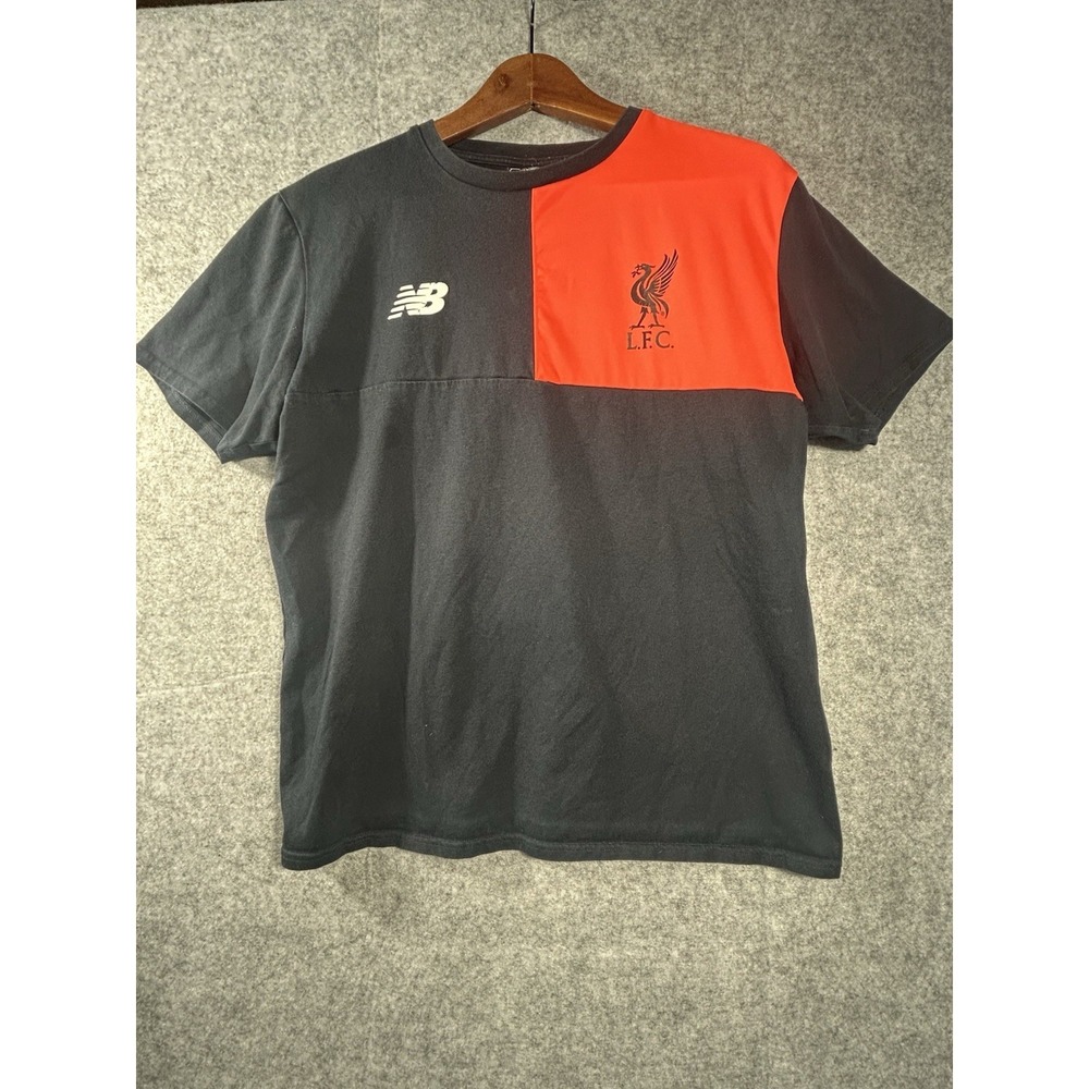 New Balance Liverpool FC LFC Training T-Shirt Black Red Soccer Football Men's XL